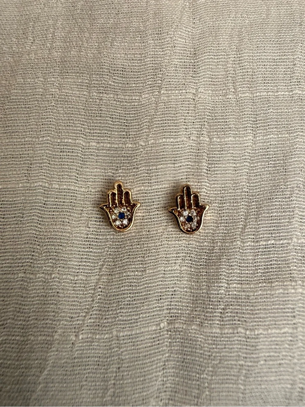 Gold Hamsa Hand Pendant and Stud Earring Set - Gold